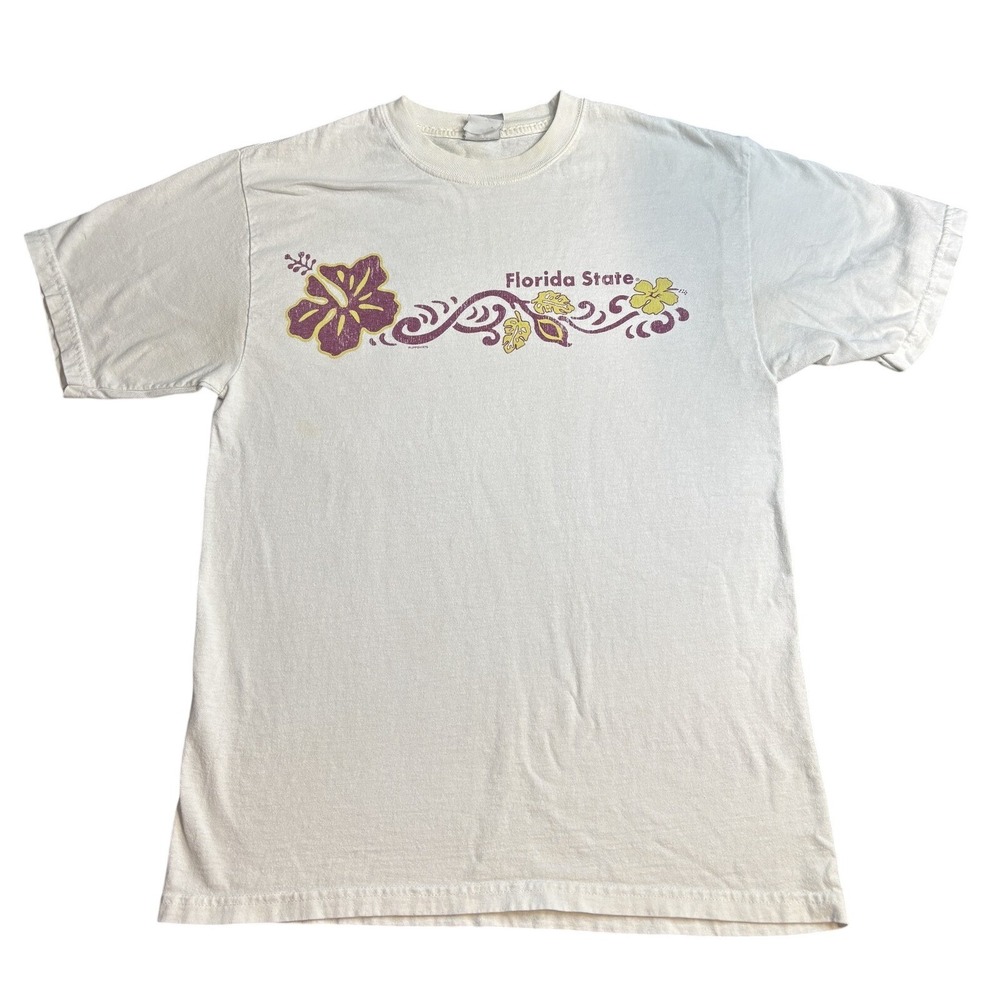 Hanes Beefy-T Florida State Seminoles Hibiscus Graphic T-Shirt Men's White XL